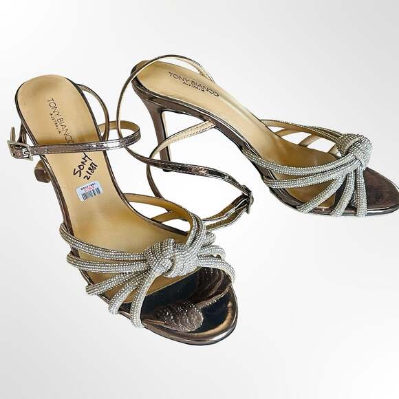 Tony Bianco Shoes - Tony Bianco Helena Gunmetal Shine Rhinestone Stiletto Heels